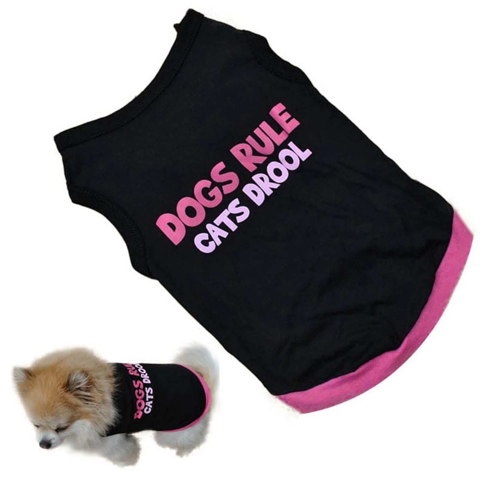 Dogs Rule Cats Drool Pet Shirt Large Black Pink Graphic Tank Top Dog Puppy